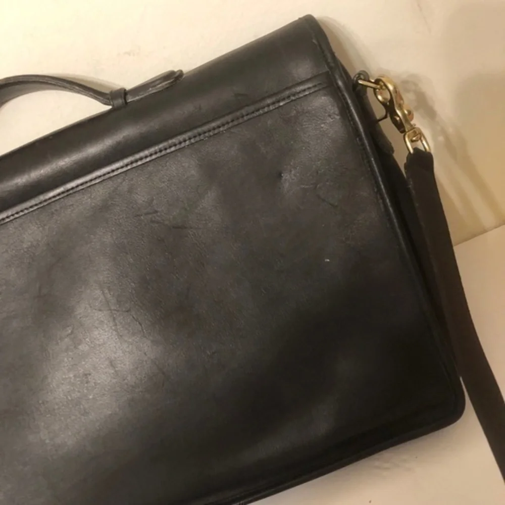 Coach vintage black leather briefcase laptop bag